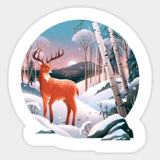 deer and scenery Sticker